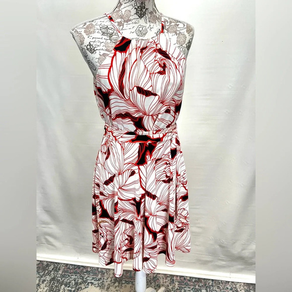 🛍️ANN TAYLOR‎ Cream and orange halter dress size Mp. - Picture 5 of 14